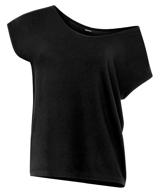Women's Off Shoulder Shirts - Casual Loose Short Sleeve - Black