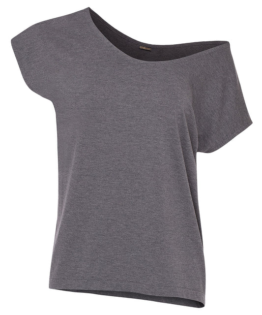 Women's Off Shoulder Shirts - Casual Loose Short Sleeve - Gray