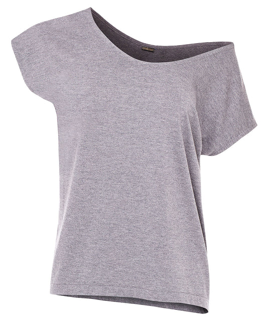 Women's Off Shoulder Shirts - Casual Loose Short Sleeve - Light Gray