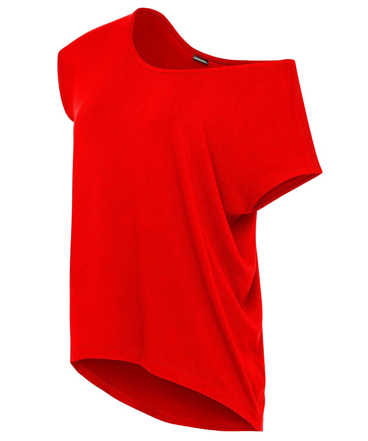 Women's Off Shoulder Shirts - Casual Loose Short Sleeve - Red